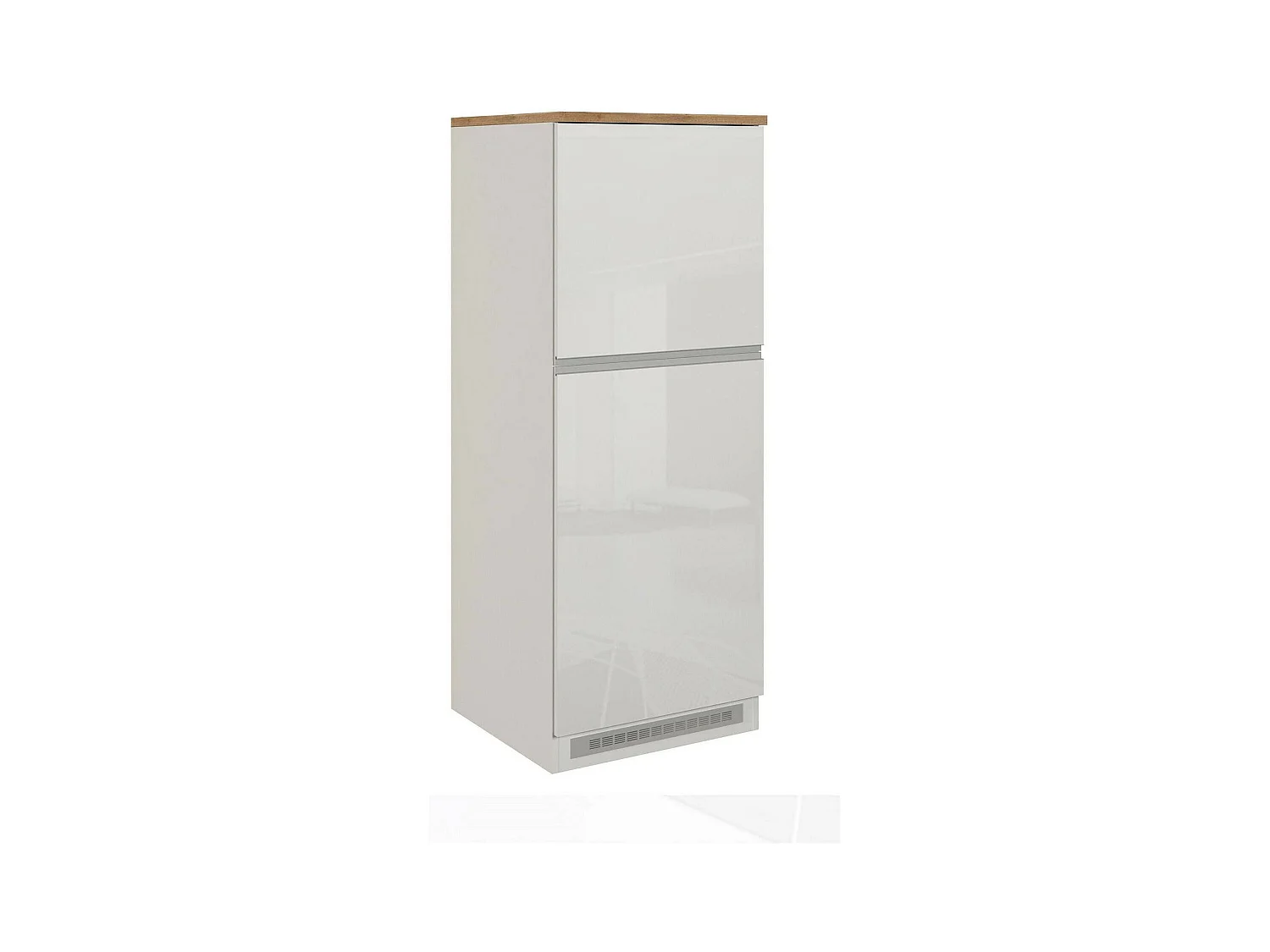Dcasasol keukenkast, multifunctionele kledingkast, kitchenettekast, multifunctionele koelkasthouder, 100% Made in Italy, 60x60h165 cm, glanzend wit en eiken