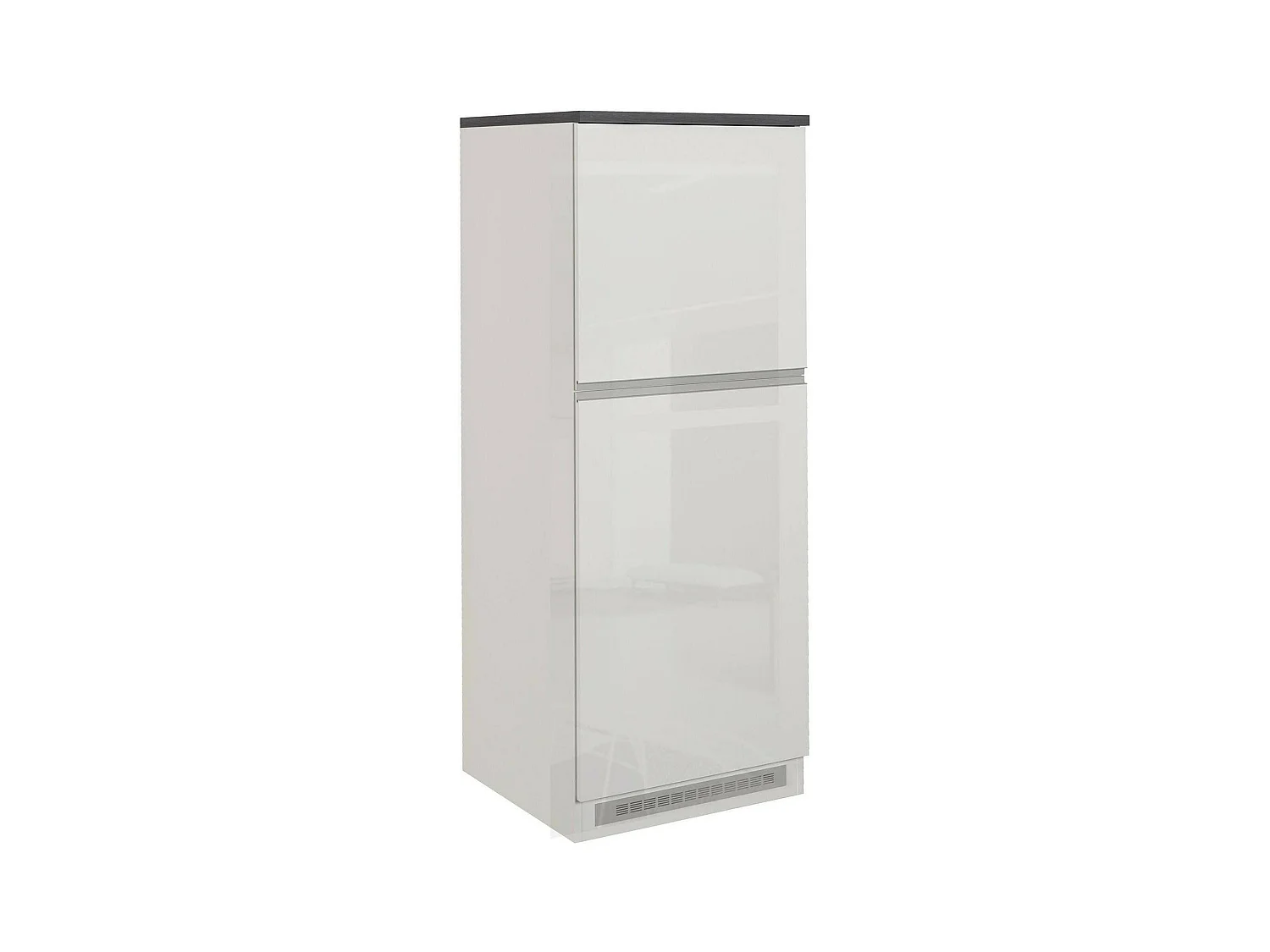 Dcasasol keukenkast, multifunctionele kledingkast, kitchenettemeubel, multifunctionele koelkasthouder, 100% Made in Italy, 60x60h165 cm, glanzend wit en leisteen