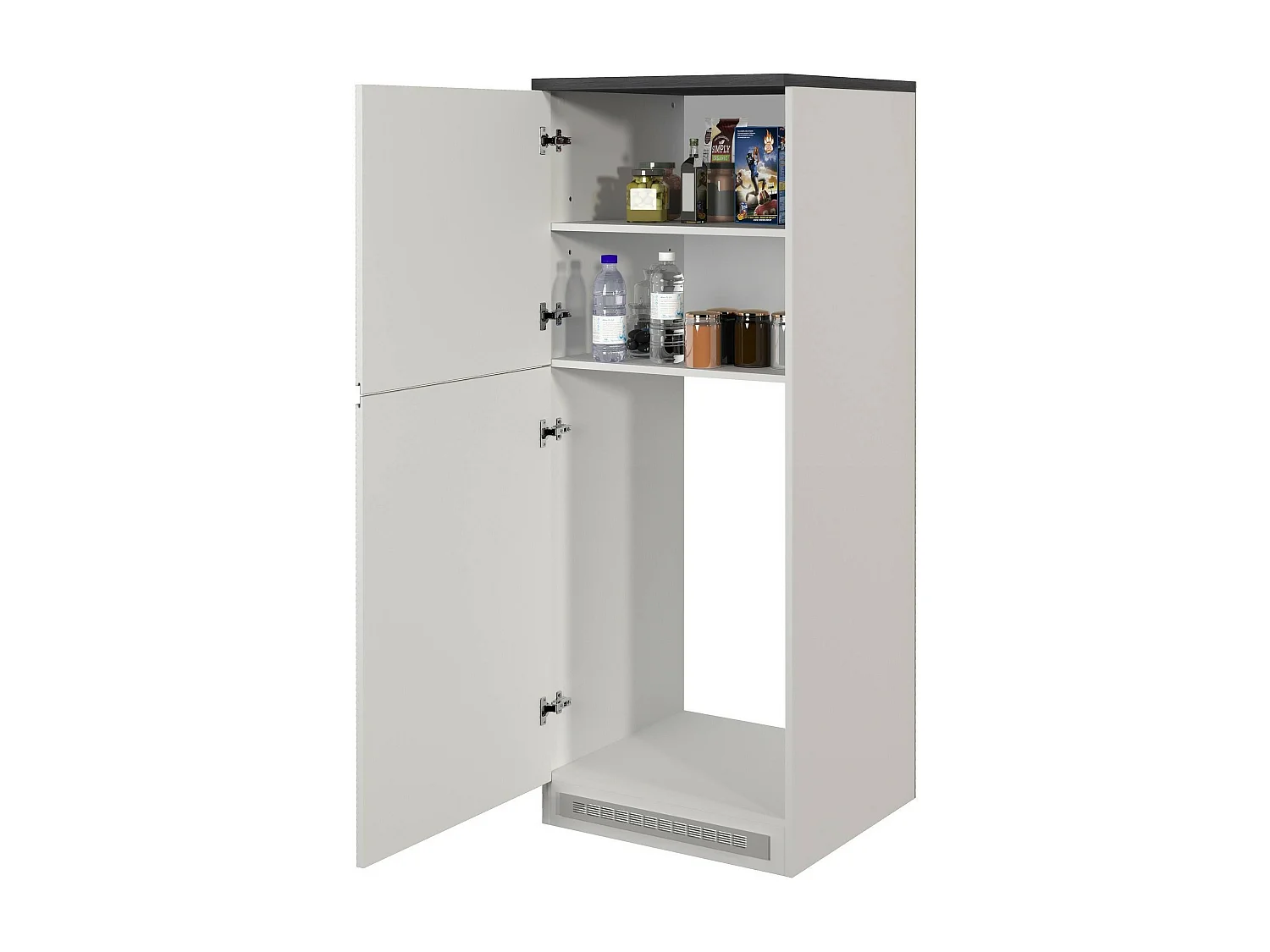 Buffet de Cuisine Dcasasol, Armoire polyvalente, Meuble de kitchenette, Support réfrigérateur multifonctionnel, 100% Made in Italy, 60x60h165 cm