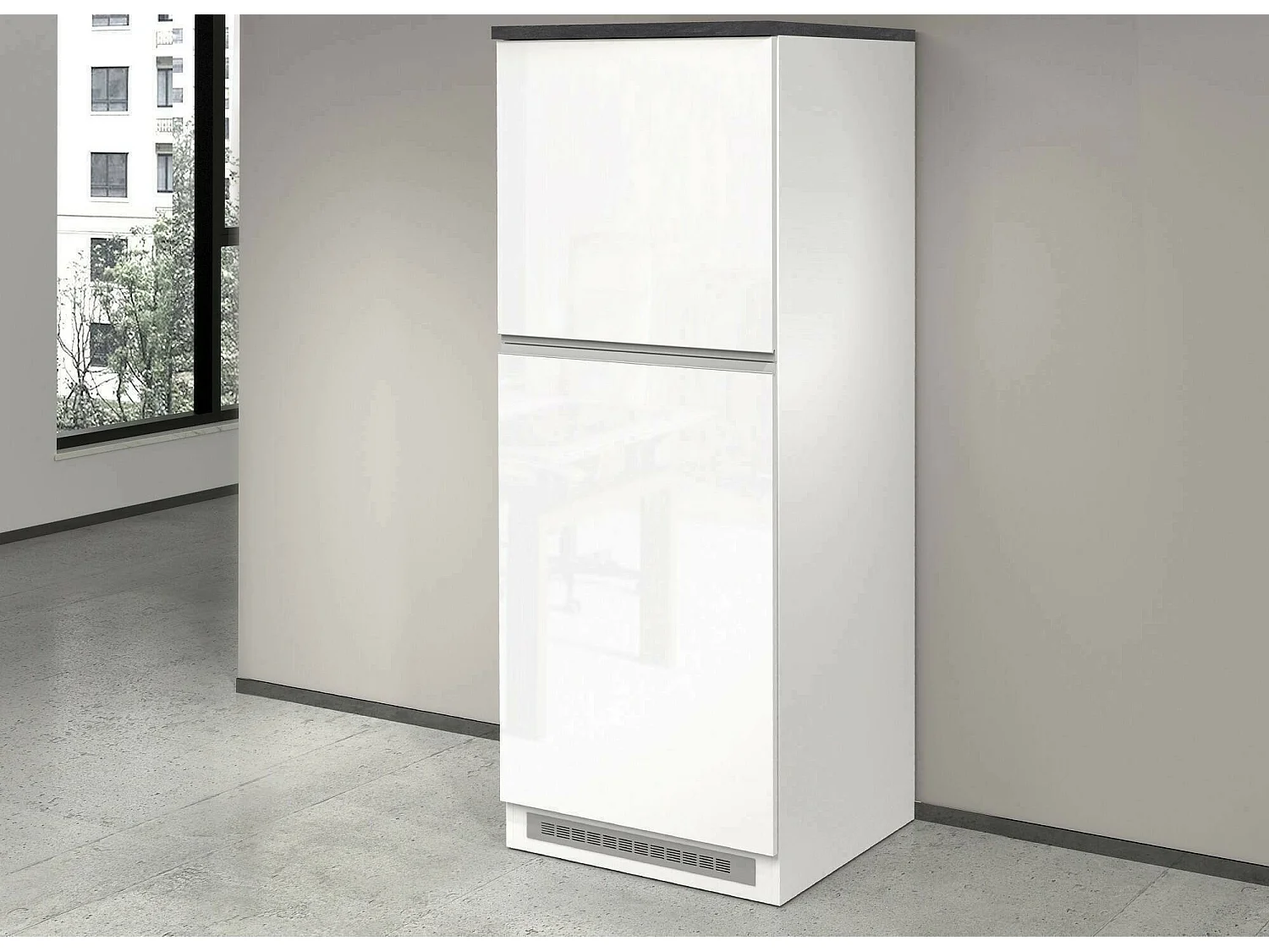 Dispensa da Cucina Mesarthim, 2 Ripiani Made in Italy, 60x60x165h cm Bianco Lucido