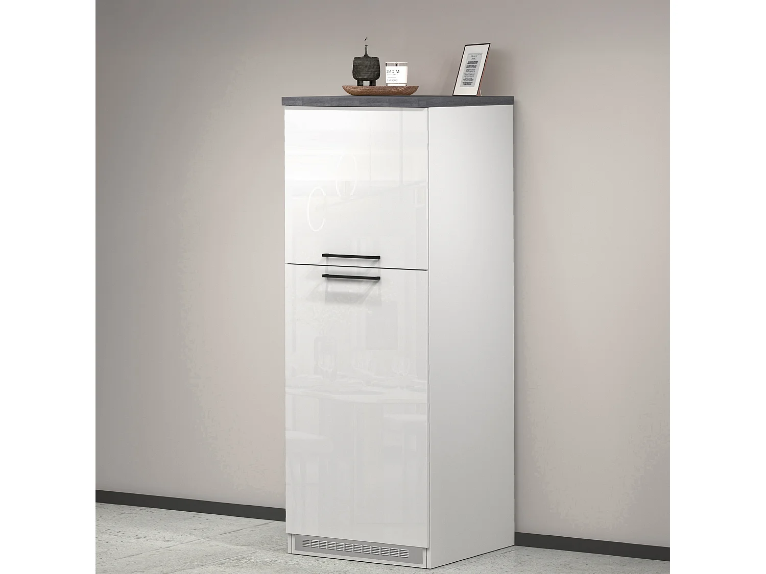 Buffet de Cuisine Dcasasol, Armoire polyvalente, Meuble de kitchenette, Support réfrigérateur multifonctionnel, 100% Made in Italy, 60x60h165 cm