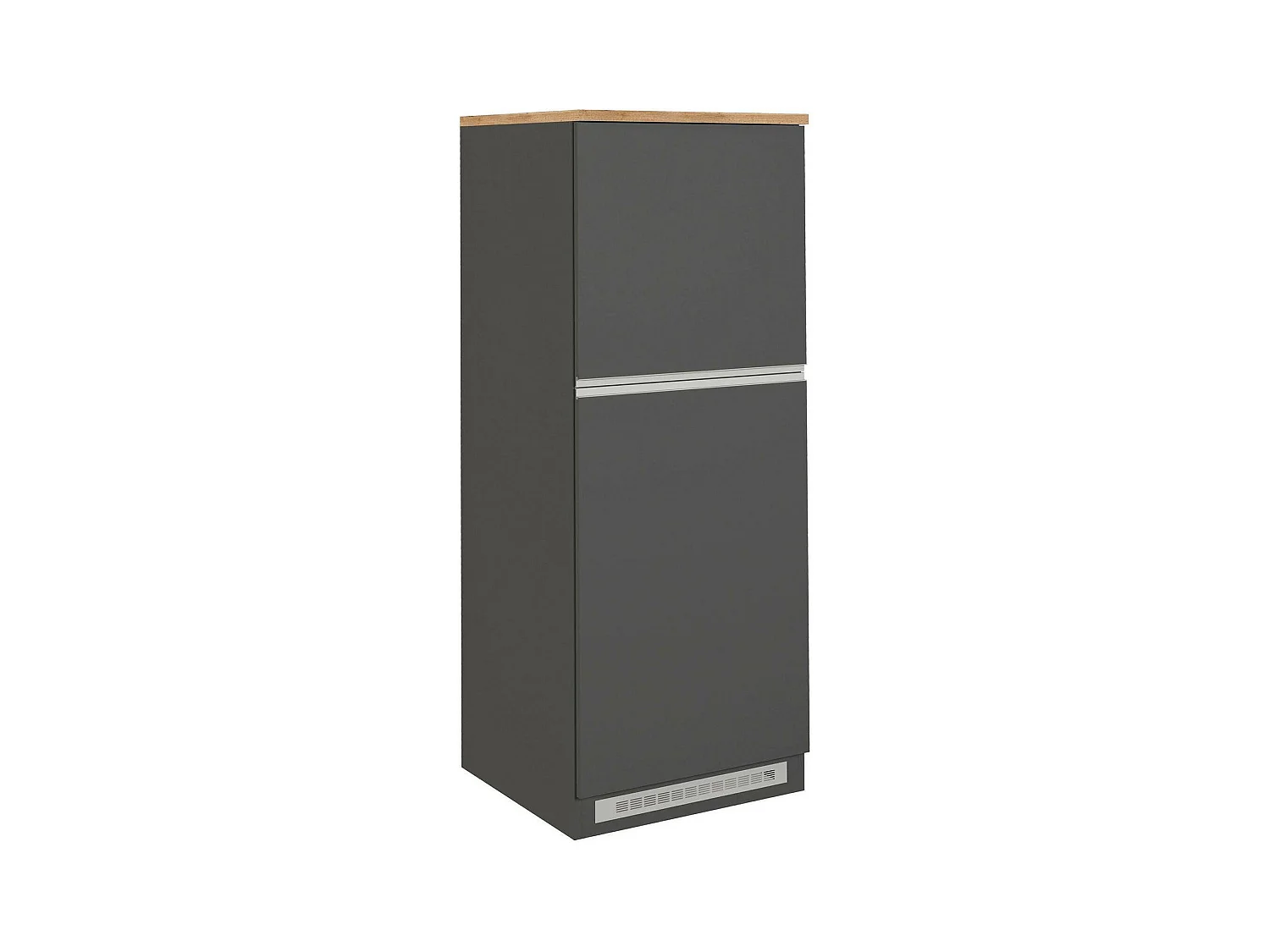 Küchen-Vorratsschrank Dcasasol, Mehrzweckschrank, 2-türiger Kühlschrankschrank, 100 %  Italy, 60 x 60 x 165 cm, Anthrazit und Eiche