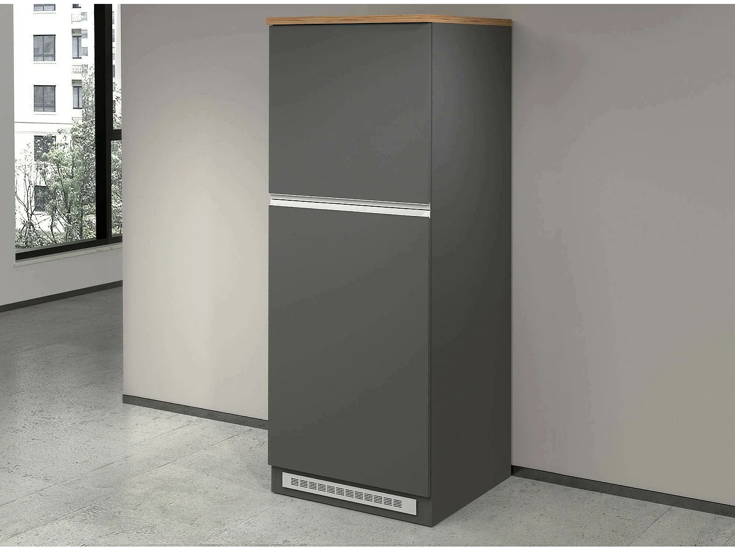 Buffet de Cuisine Dcasasol, Armoire polyvalente, Meuble de kitchenette, Support réfrigérateur multifonctionnel, 100% Made in Italy, 60x60h165 cm