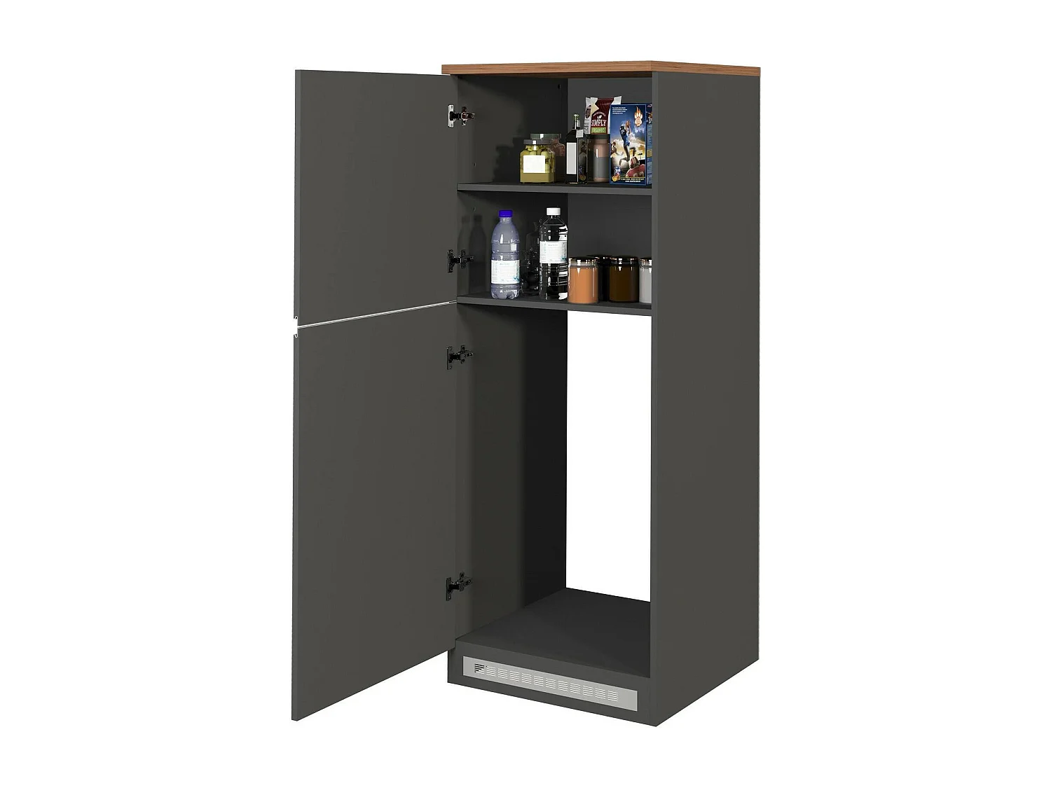 Buffet de Cuisine Dcasasol, Armoire polyvalente, Meuble de kitchenette, Support réfrigérateur multifonctionnel, 100% Made in Italy, 60x60h165 cm