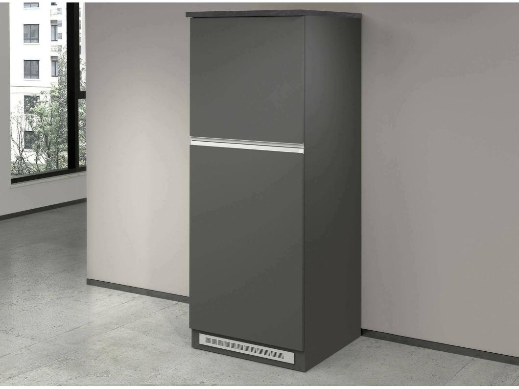 Dcasasol keukenkast, multifunctionele kledingkast, kitchenettekast, multifunctionele koelkasthouder, 100% Made in Italy, 60x60h165 cm, antraciet en leisteen