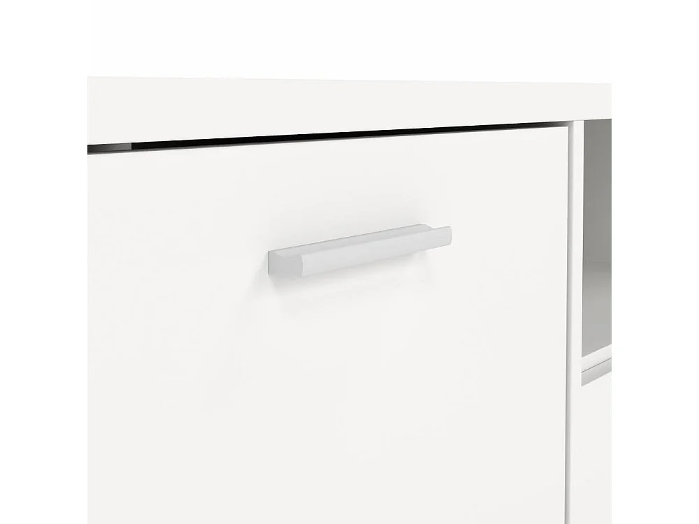 Meuble TV Dthorsb, Buffet de salon, Armoire basse pour TV, Base murale de rangement, 147x40 h38 cm, Blanc