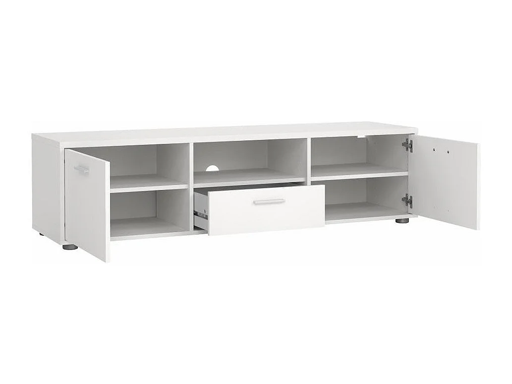 Meuble TV Dthorsb, Buffet de salon, Armoire basse pour TV, Base murale de rangement, 147x40 h38 cm, Blanc