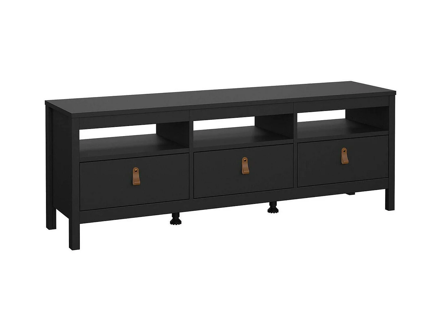 Dtofan TV-meubel, Woonkamerdressoir, Lage tv-kast, Voorzien van wandbasis, 151x38 h54 cm, Zwart