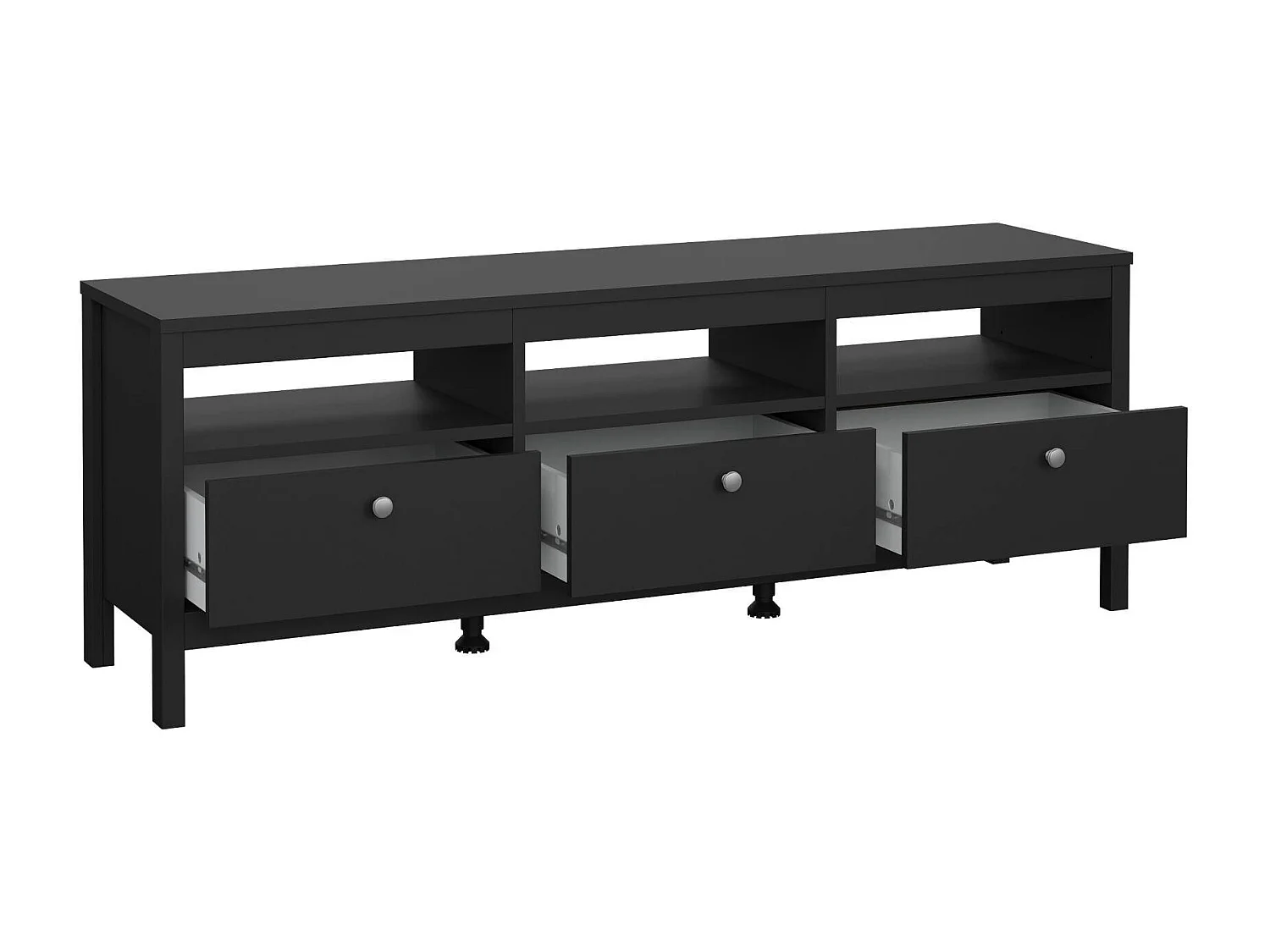 Fernsehschrank Dtofan, Ständer für Wohnzimmerfernseher, Niedriges Wohnzimmer-Sideboard, TV-Ständerbasis, 151x38 h54 cm, Schwarz