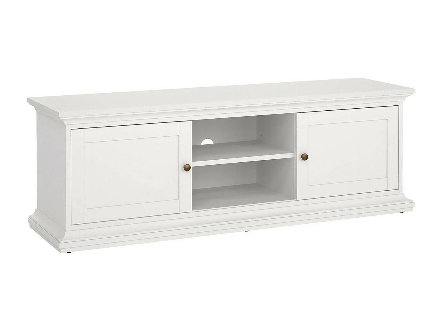 Dthura TV-meubel, Woonkamerdressoir, Lage tv-kast, Voorzien van wandbasis, 149x42 h51 cm, Wit