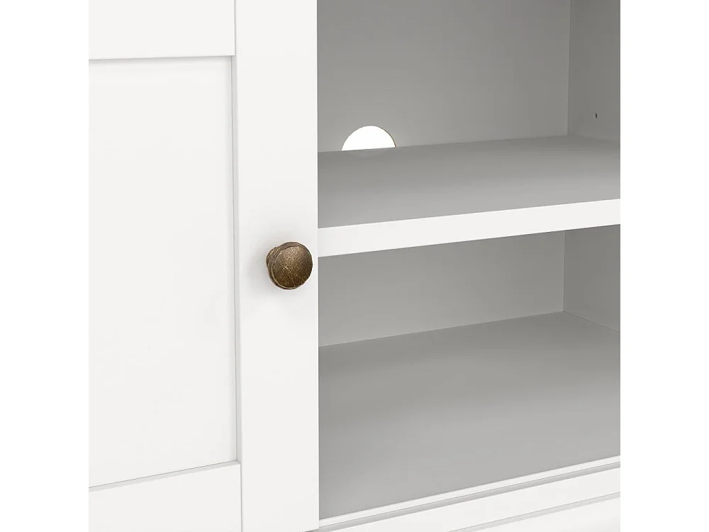 Dthura TV-meubel, Woonkamerdressoir, Lage tv-kast, Voorzien van wandbasis, 149x42 h51 cm, Wit