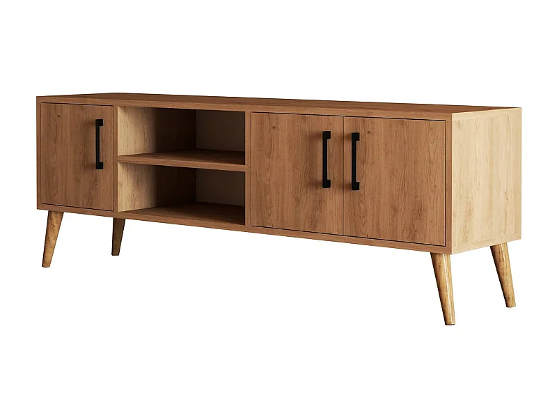 Meuble TV Dditacchi, Buffet de salon, Armoire basse pour TV, Base murale de rangement, 150x34 h52 cm, Chêne