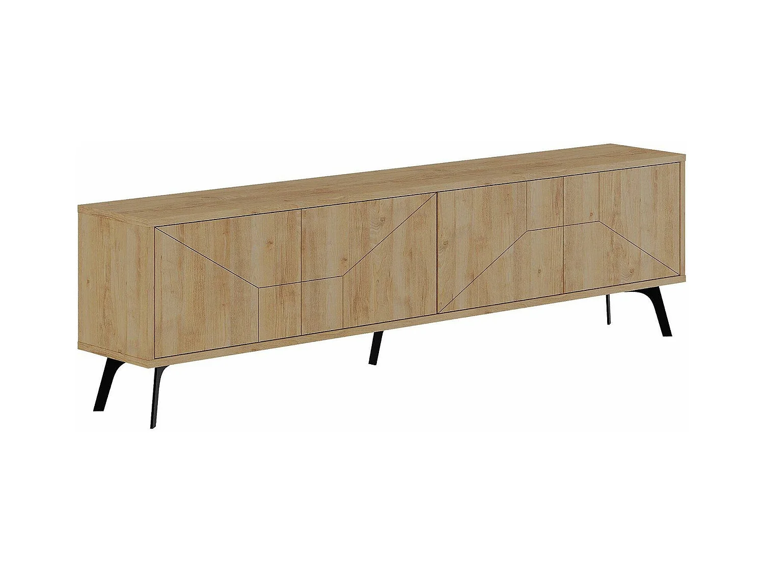 Meuble TV Dliget, Buffet de salon, Armoire basse pour TV, Base murale de rangement, 180x30 h50 cm, Chêne