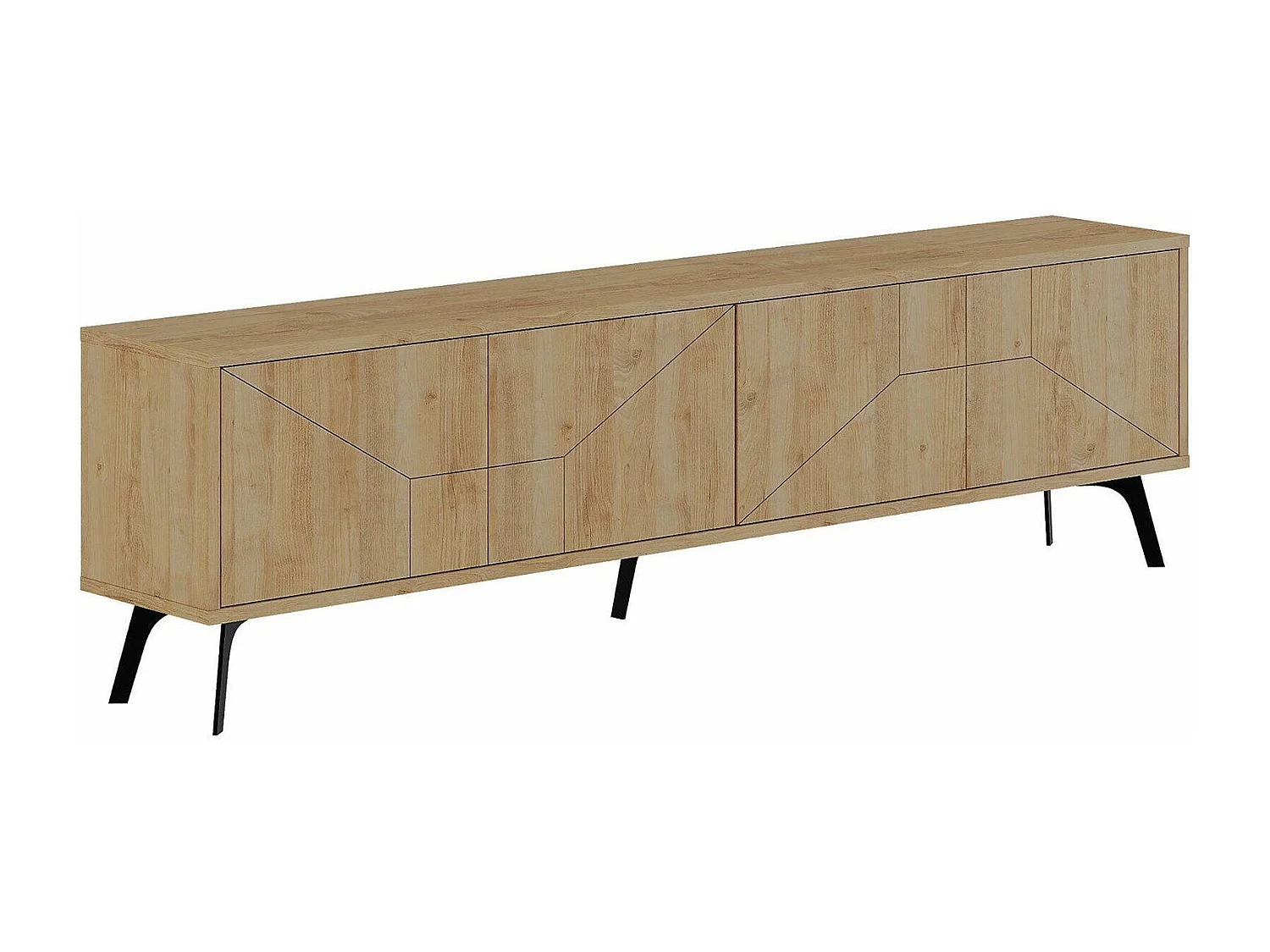 Meuble TV Dliget, Buffet de salon, Armoire basse pour TV, Base murale de rangement, 180x30 h50 cm, Chêne