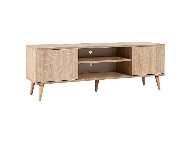 Fernsehschrank Dinfantin, Ständer für Wohnzimmerfernseher, Niedriges Wohnzimmer-Sideboard, TV-Ständerbasis, 140x40 h50 cm, Eiche