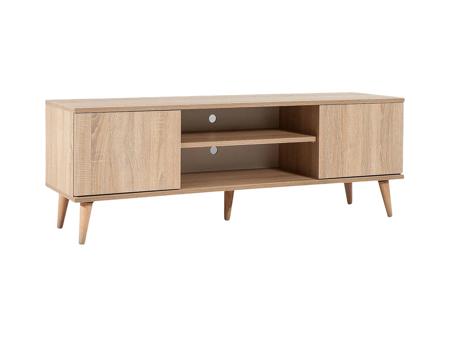 Meuble TV Dinfantin, Buffet de salon, Armoire basse pour TV, Base murale de rangement, 140x40 h50 cm, Chêne