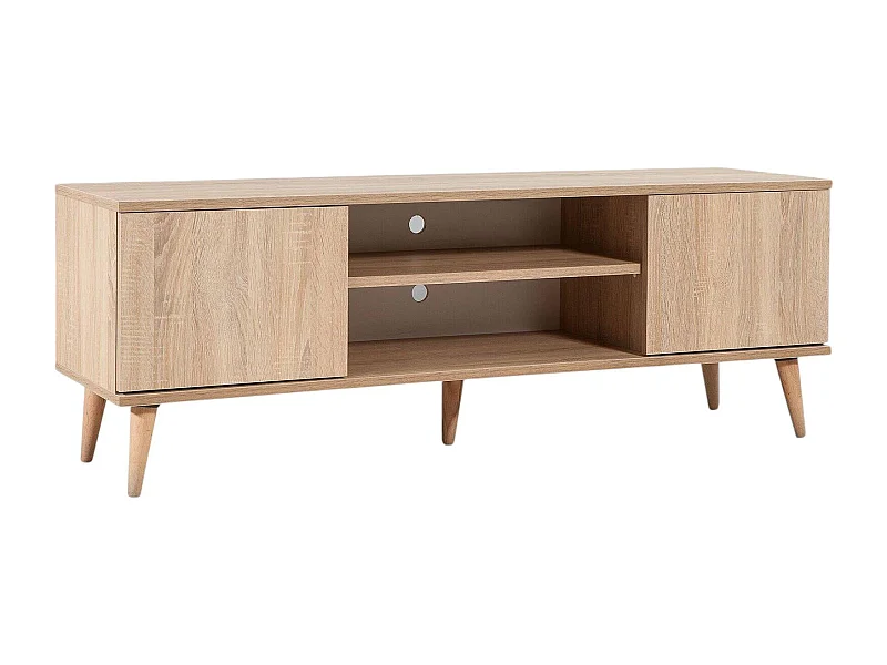 Mueble de televisión Dinfantin, Aparador de salón, Mueble bajo para TV, Base de pared equipada, 140x40 h50 cm, Roble