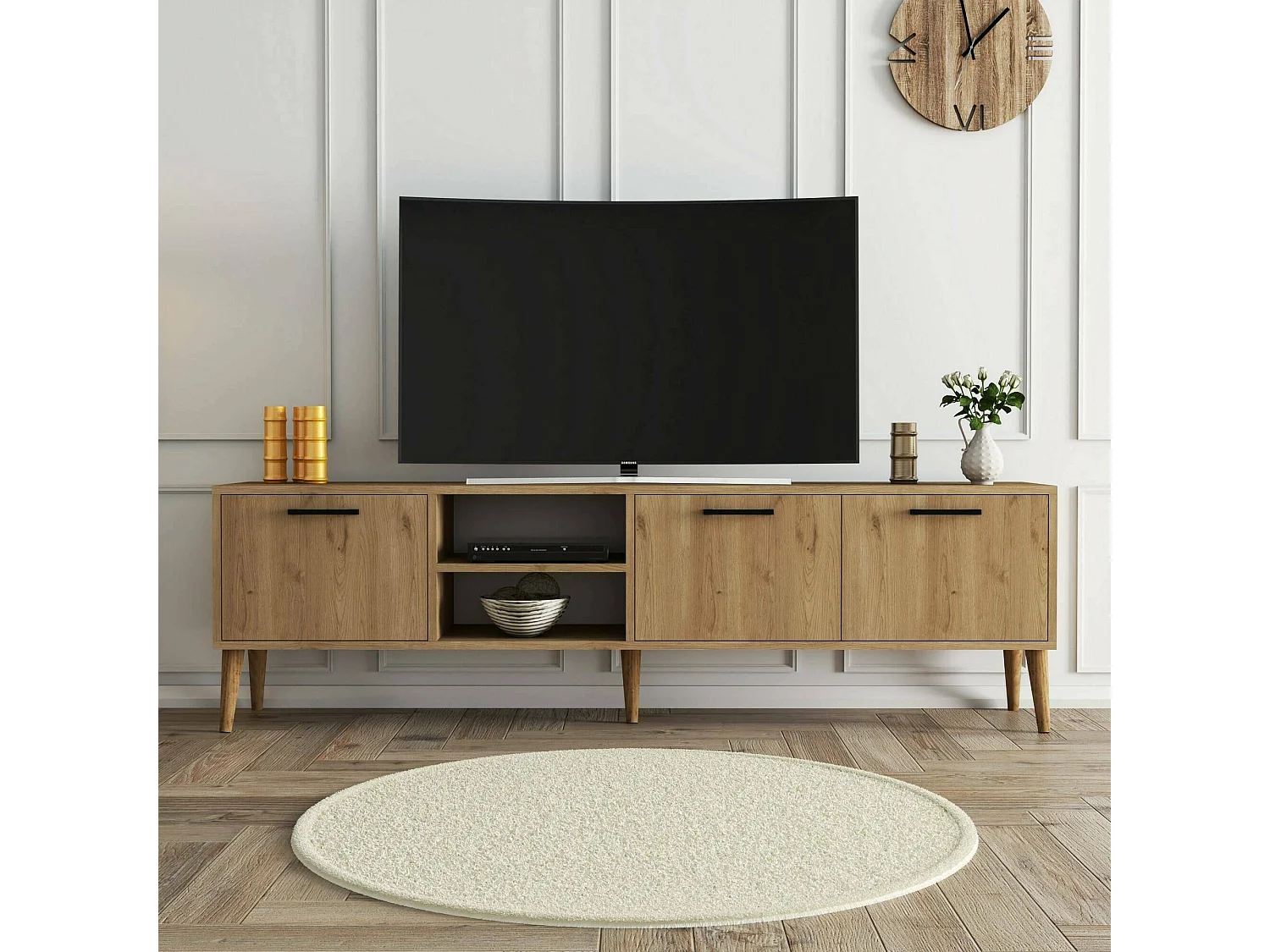 Móvel TV Dditacchi, Aparador de sala, Armário baixo para TV, Base de parede equipada, 180x35 h53 cm, Carvalho
