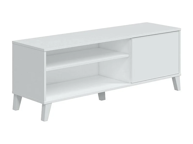 Mueble de televisión Dzibett, Aparador de salón, Mueble bajo para TV, Base de pared equipada, 135x40 h50 cm, Blanco