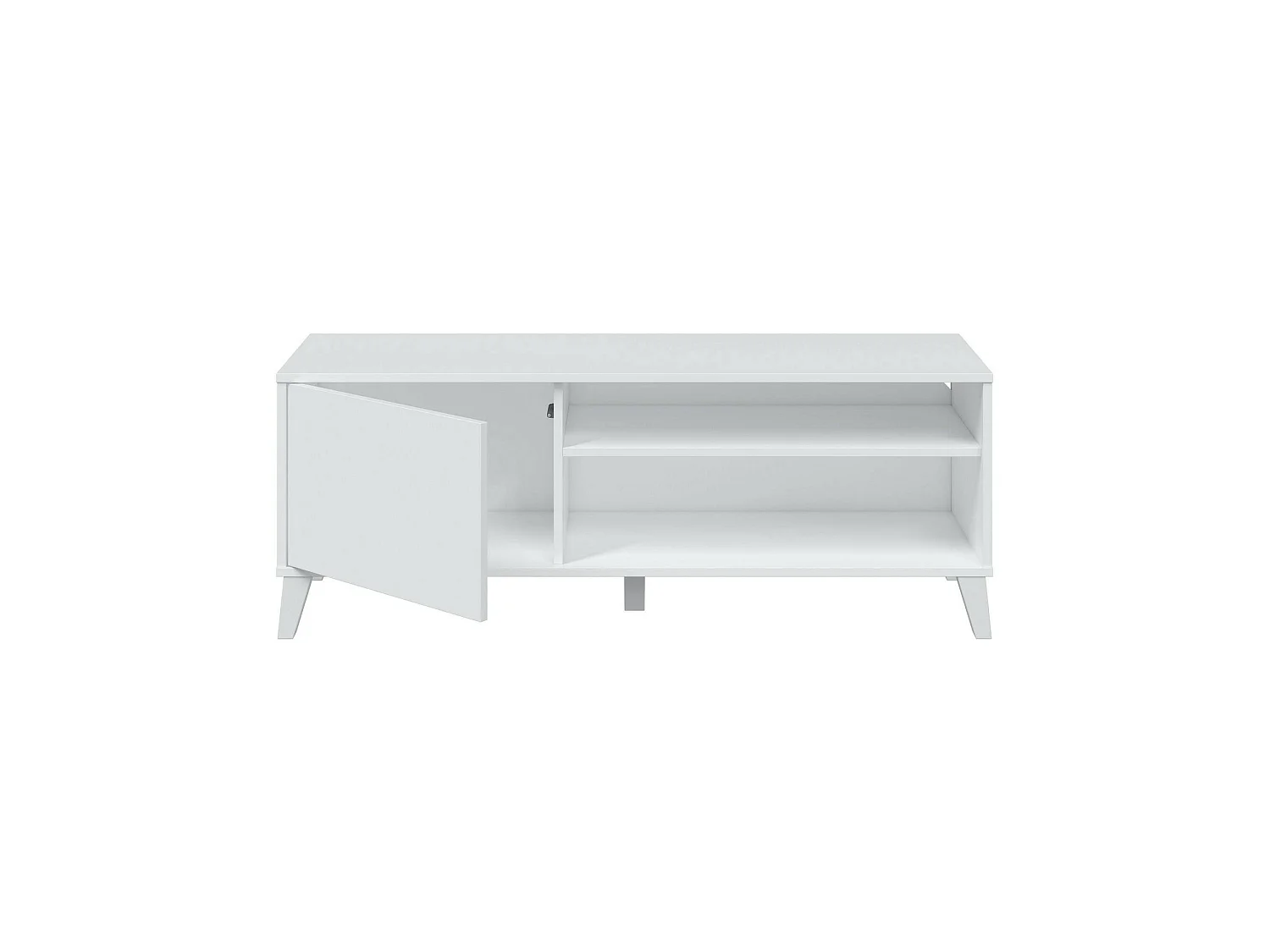 Dzibett TV-meubel, Woonkamerdressoir, Lage tv-kast, Voorzien van wandbasis, 135x40 h50 cm, Wit