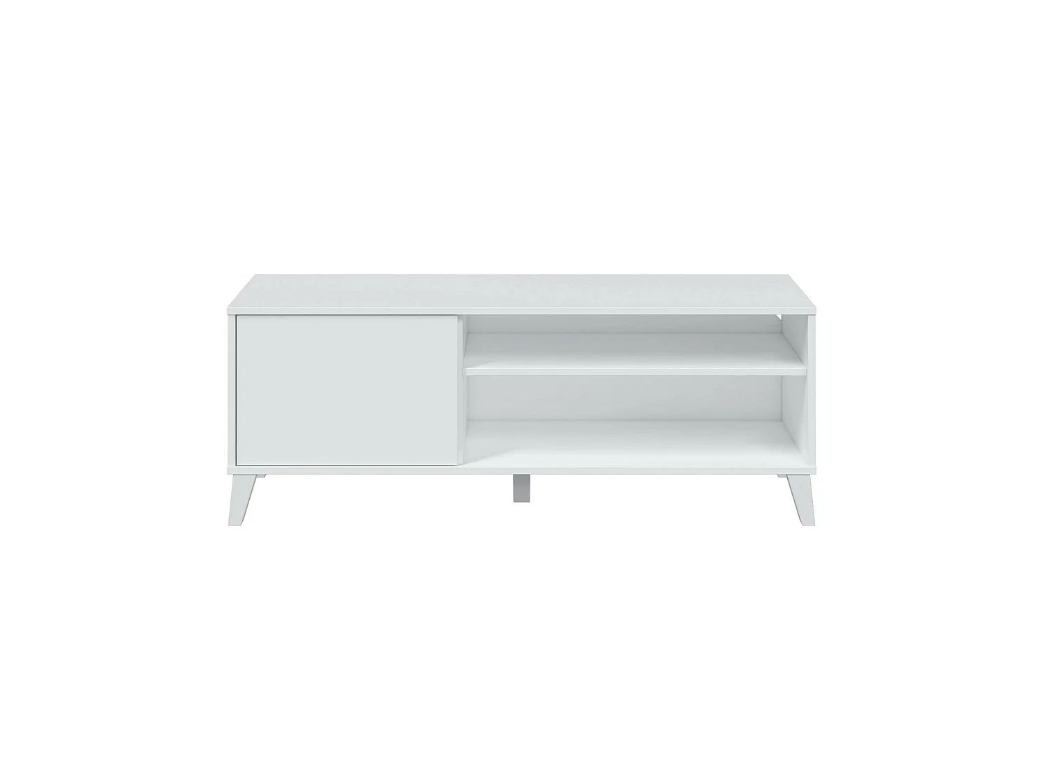 Dzibett TV-meubel, Woonkamerdressoir, Lage tv-kast, Voorzien van wandbasis, 135x40 h50 cm, Wit