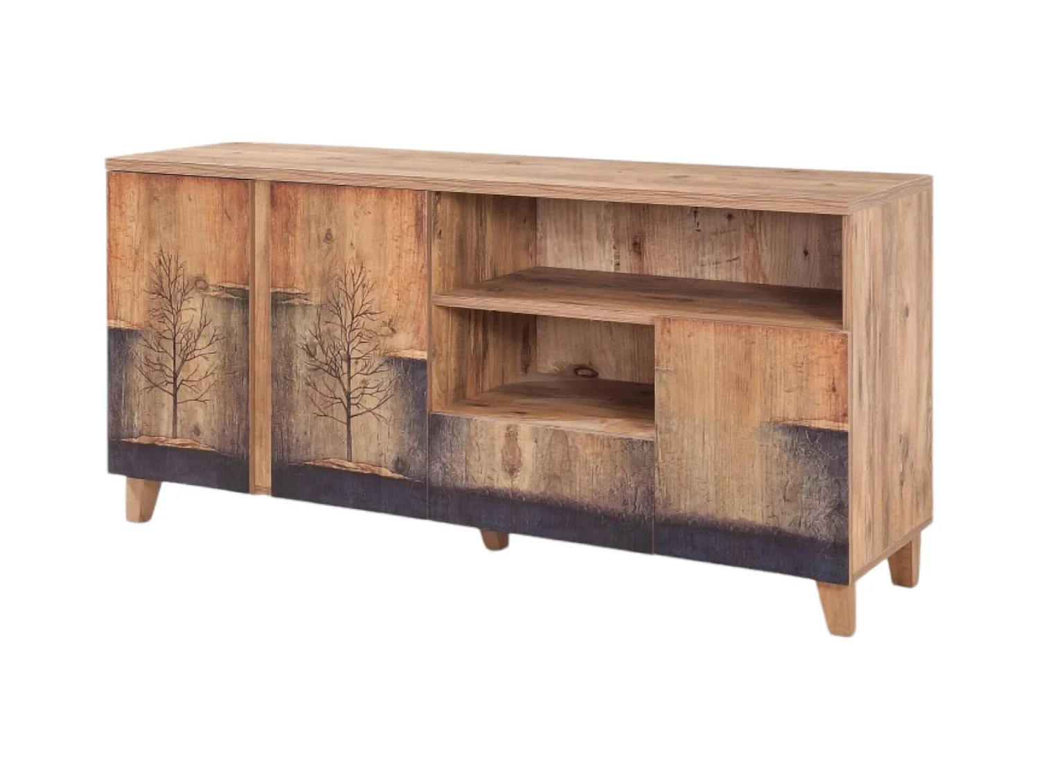 Meuble TV Dpedrazzin, Buffet de salon, Armoire basse pour TV, Base murale de rangement, 160x45 h76 cm, Chêne