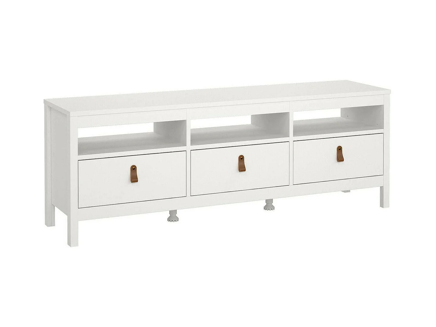 Meuble TV Dtofan, Buffet de salon, Armoire basse pour TV, Base murale de rangement, 151x38 h54 cm, Blanc
