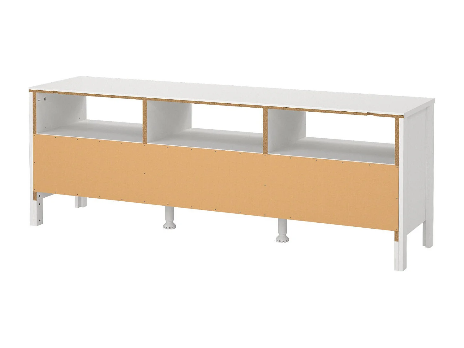 Meuble TV Dtofan, Buffet de salon, Armoire basse pour TV, Base murale de rangement, 151x38 h54 cm, Blanc