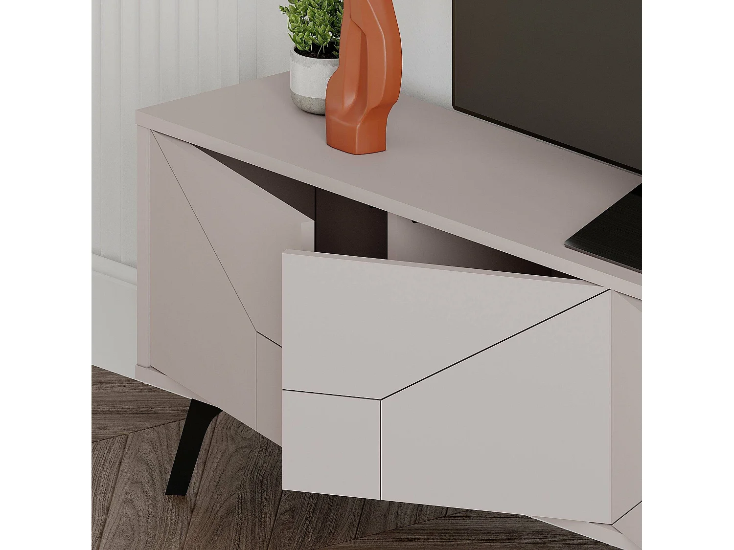 Dliget TV-meubel, Woonkamerdressoir, Lage tv-kast, Voorzien van wandbasis, 180x30 h50 cm, Beige