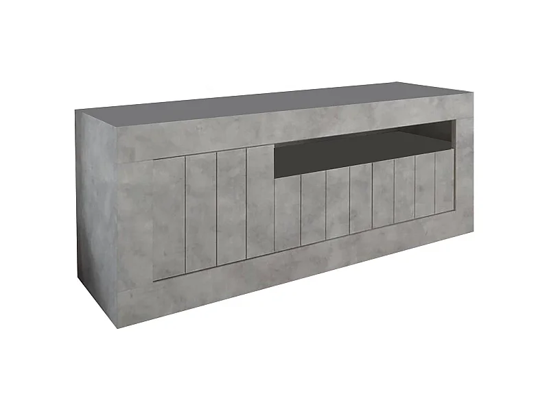 Meuble TV Dmurra, Buffet de salon, Armoire basse pour TV, Base murale de rangement, Made in Italy, 138x42 h56 cm, Ciment