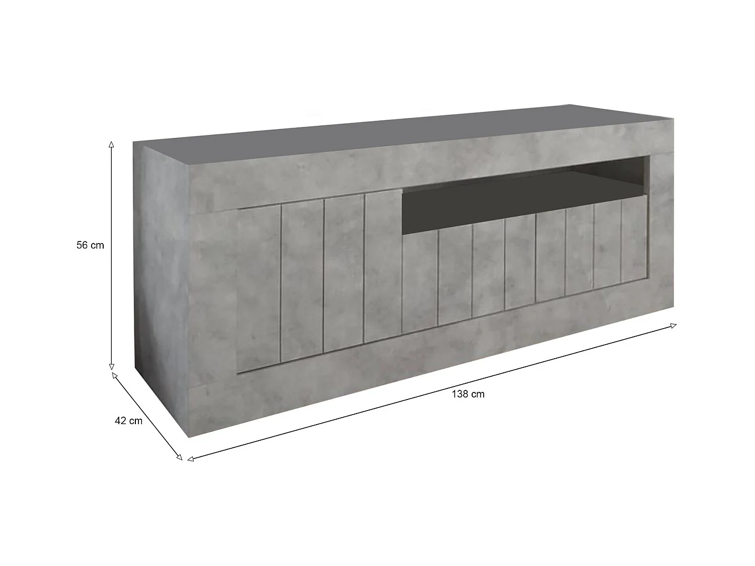 Dmora - Mobile porta TV Iole, 138x42 h56 cm, Cemento