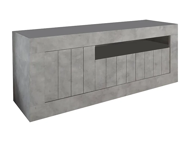 Móvel de TV Dmurra, Aparador de sala, Armário baixo para TV, Base de parede equipada, Fabricado em Itália, 138x42 h56 cm, Cimento