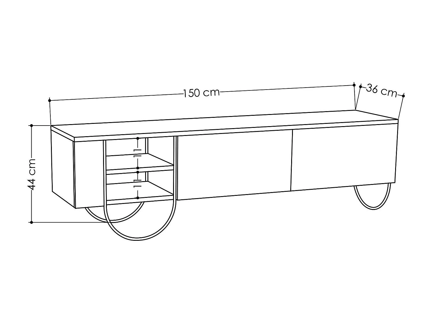 Meuble TV Dpieragnol, Buffet de salon, Armoire basse pour TV, Base murale de rangement, 150x36 h44 cm, Beige