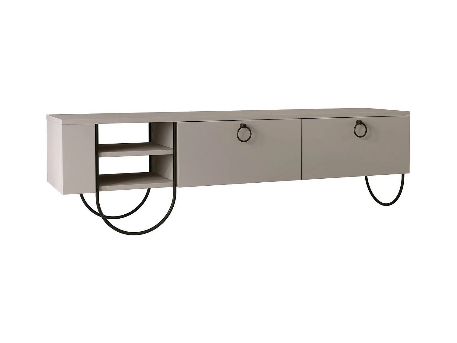 Meuble TV Dpieragnol, Buffet de salon, Armoire basse pour TV, Base murale de rangement, 150x36 h44 cm, Beige