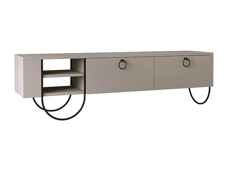 Dpieragnol TV-meubel, Woonkamerdressoir, Lage tv-kast, Voorzien van wandbasis, 150x36 h44 cm, Beige