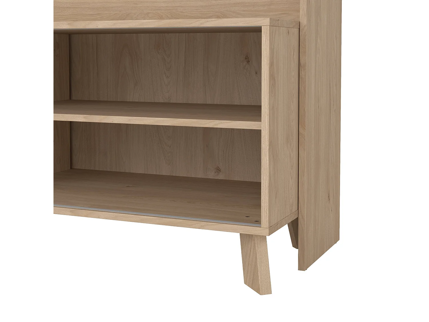Meuble TV Dteston, Buffet de salon, Armoire basse pour TV, Base murale de rangement, 159x48 h181 cm, Chêne clair et Blanc