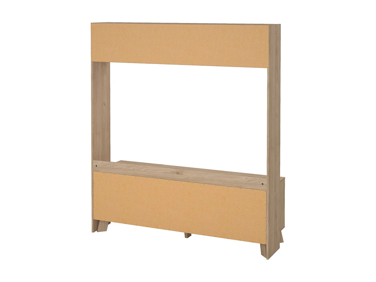 Meuble TV Dteston, Buffet de salon, Armoire basse pour TV, Base murale de rangement, 159x48 h181 cm, Chêne clair et Blanc