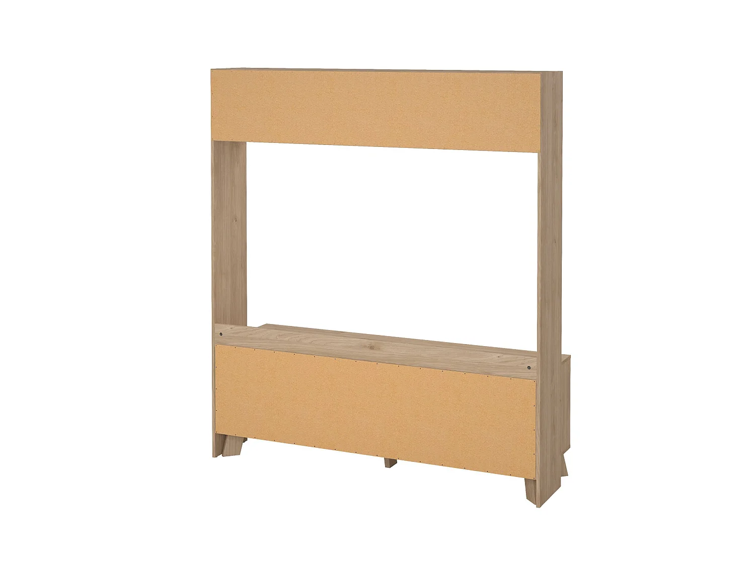 Móvel TV Dteston, Aparador de sala, Armário baixo para TV, Base de parede equipada, 159x48 h181 cm, Carvalho e Branco