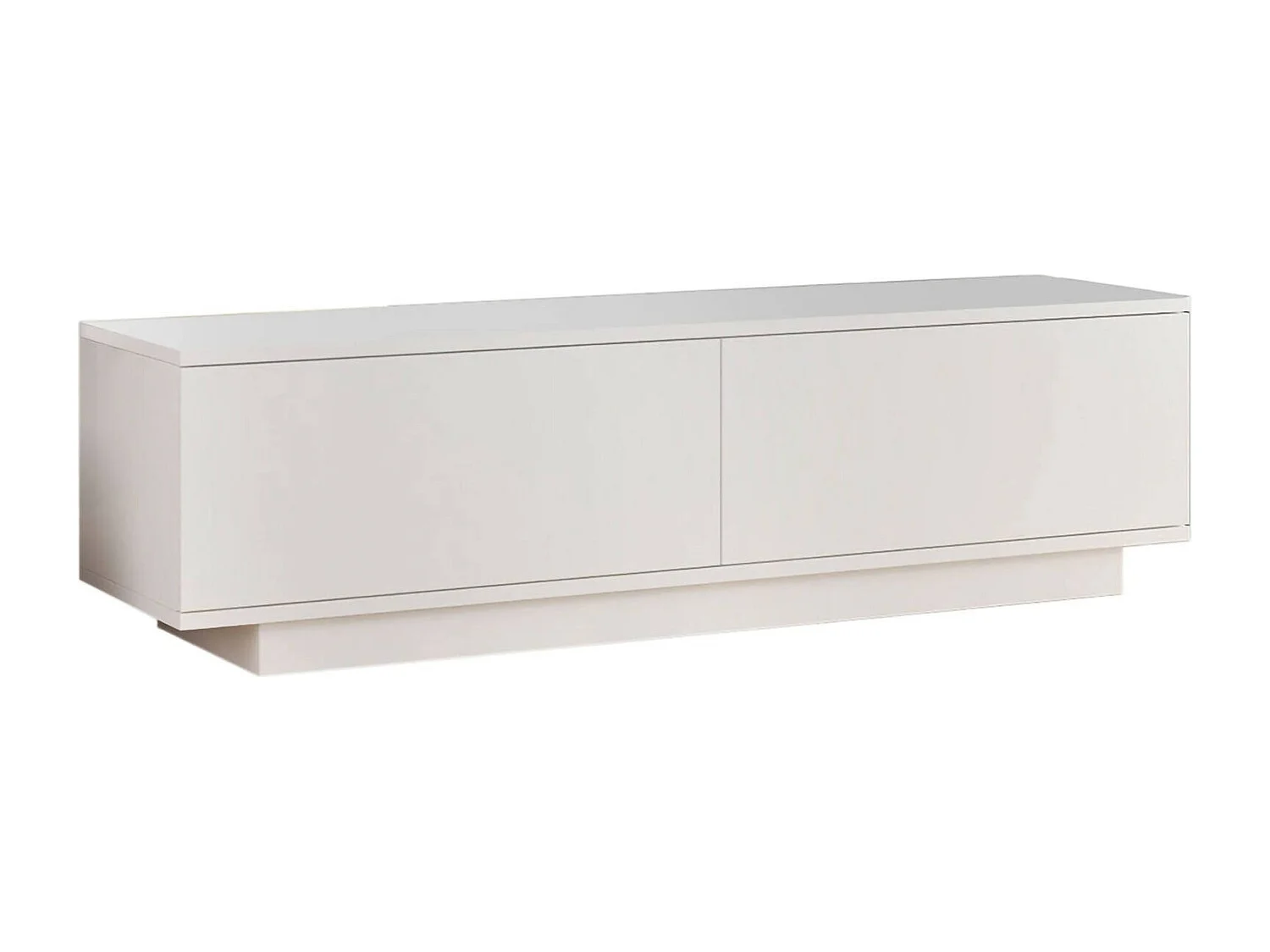Meuble TV Dlavarder, Buffet de salon, Armoire basse pour TV, Base murale de rangement, 140x36 h38 cm, Blanc