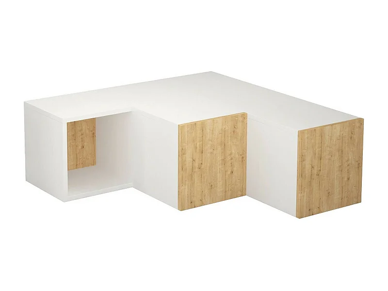 Fernsehschrank Dghirardell, Ständer für Wohnzimmerfernseher, Niedriges Wohnzimmer-Sideboard, TV-Ständerbasis, 90x92 h32 cm, WeiÃŸ und Eiche
