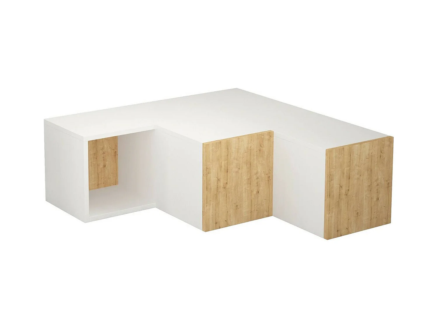 Meuble TV Dghirardell, Buffet de salon, Armoire basse pour TV, Base murale de rangement, 90x92 h32 cm, Blanc et chêne