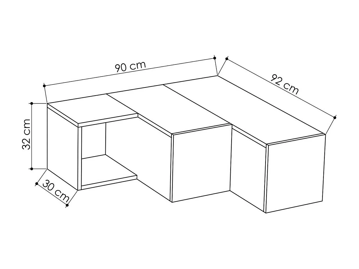 Dghirardell TV-meubel, Woonkamerdressoir, Lage tv-kast, Uitgeruste wandbasis, 90x92 h32 cm, Wit en Eiken