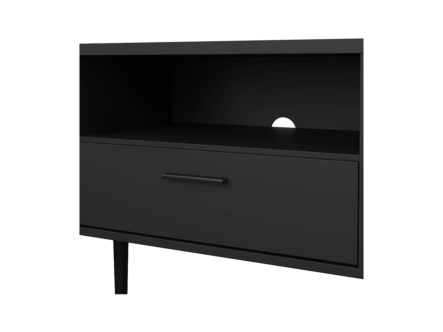 Meuble TV Dtisc, Buffet de salon, Armoire basse pour TV, Base murale de rangement, 177x40 h57 cm, Noir