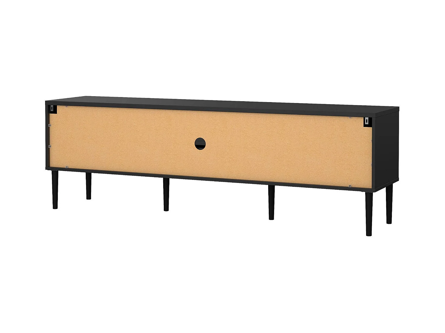 Meuble TV Dtisc, Buffet de salon, Armoire basse pour TV, Base murale de rangement, 177x40 h57 cm, Noir