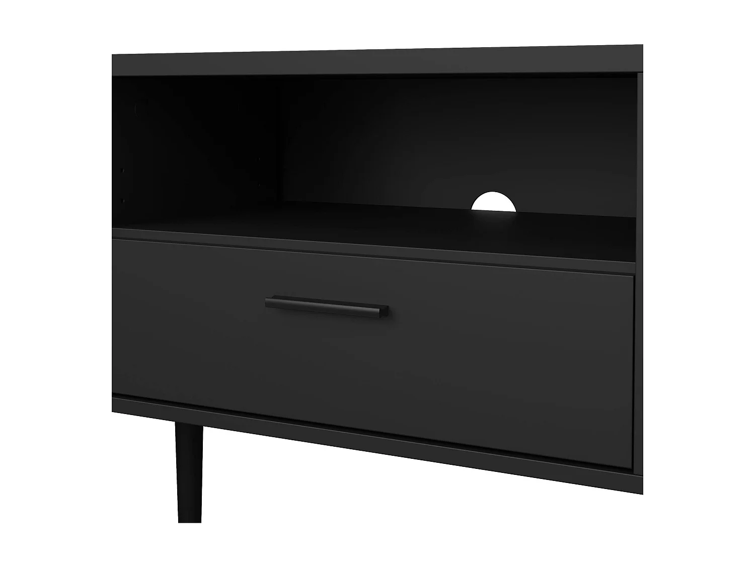 Dtisc TV-meubel, Woonkamerdressoir, Lage TV-kast, Voorzien van onderbouw, 177x40 h57 cm, Zwart