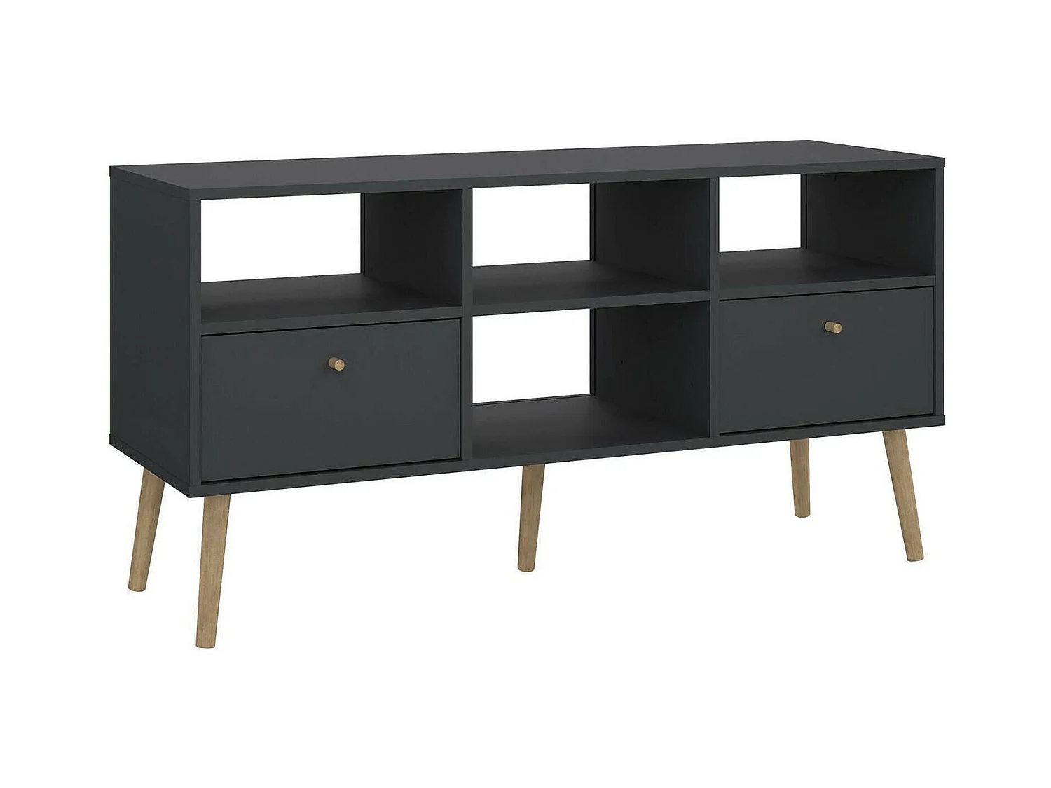 Meuble TV Dtoedtl, Buffet de salon, Armoire basse pour TV, Base murale de rangement, 117x39 h61 cm, Gris