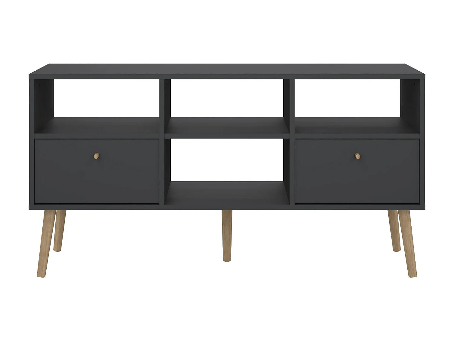 Meuble TV Dtoedtl, Buffet de salon, Armoire basse pour TV, Base murale de rangement, 117x39 h61 cm, Gris