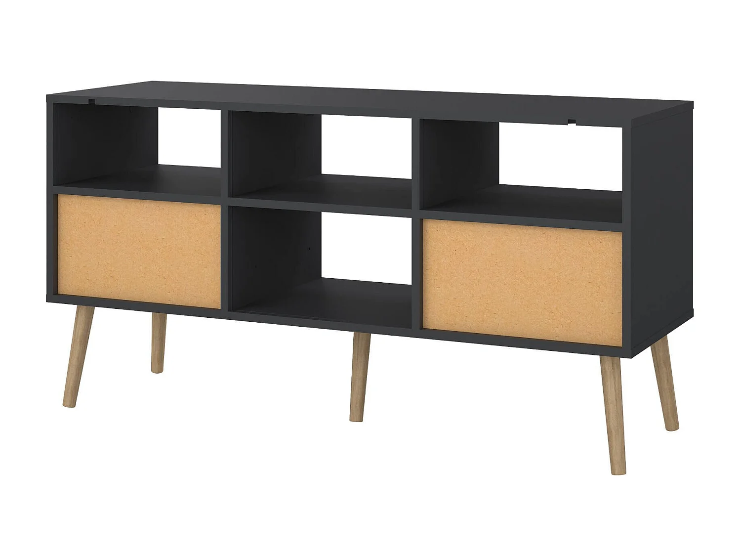Dtoedtl TV-meubel, Woonkamerdressoir, Lage tv-kast, Voorzien van wandbasis, 117x39 h61 cm, Grijs