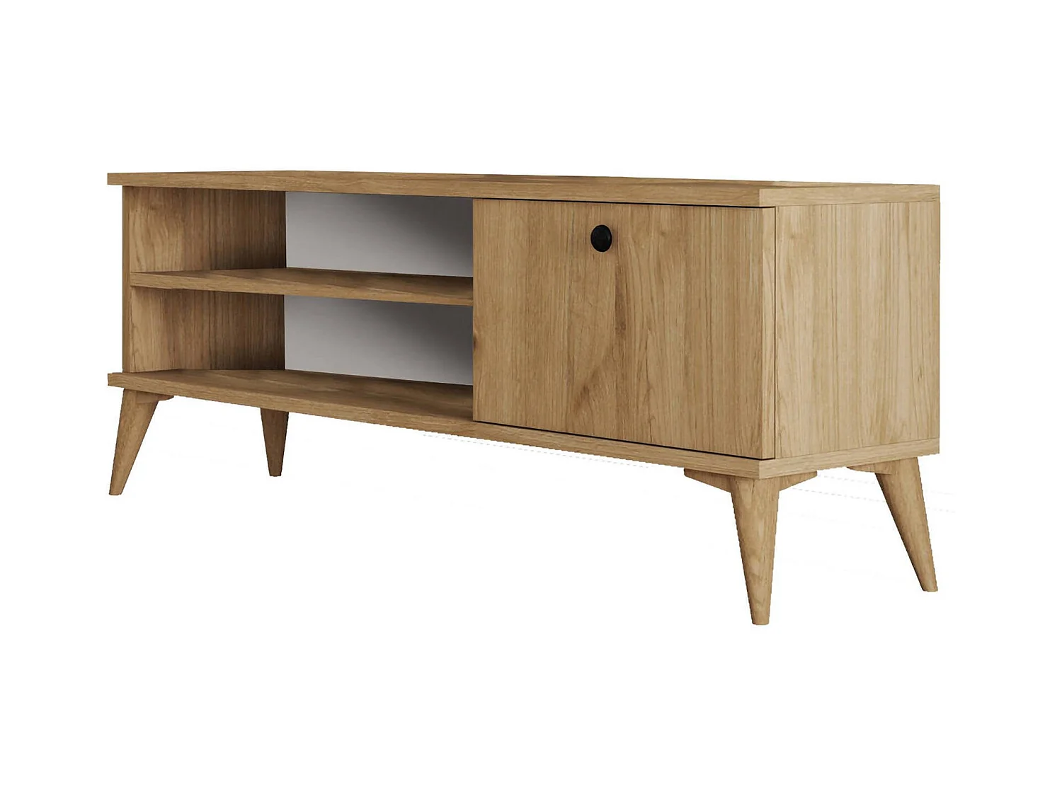 Meuble TV Dghigliott, Buffet de salon, Armoire basse pour TV, Base murale de rangement, 120x30 h45 cm, Chêne