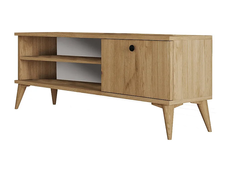 Dghigliott TV-meubel, Woonkamerdressoir, Lage tv-kast, Voorzien van wandbasis, 120x30 h45 cm, Eiken